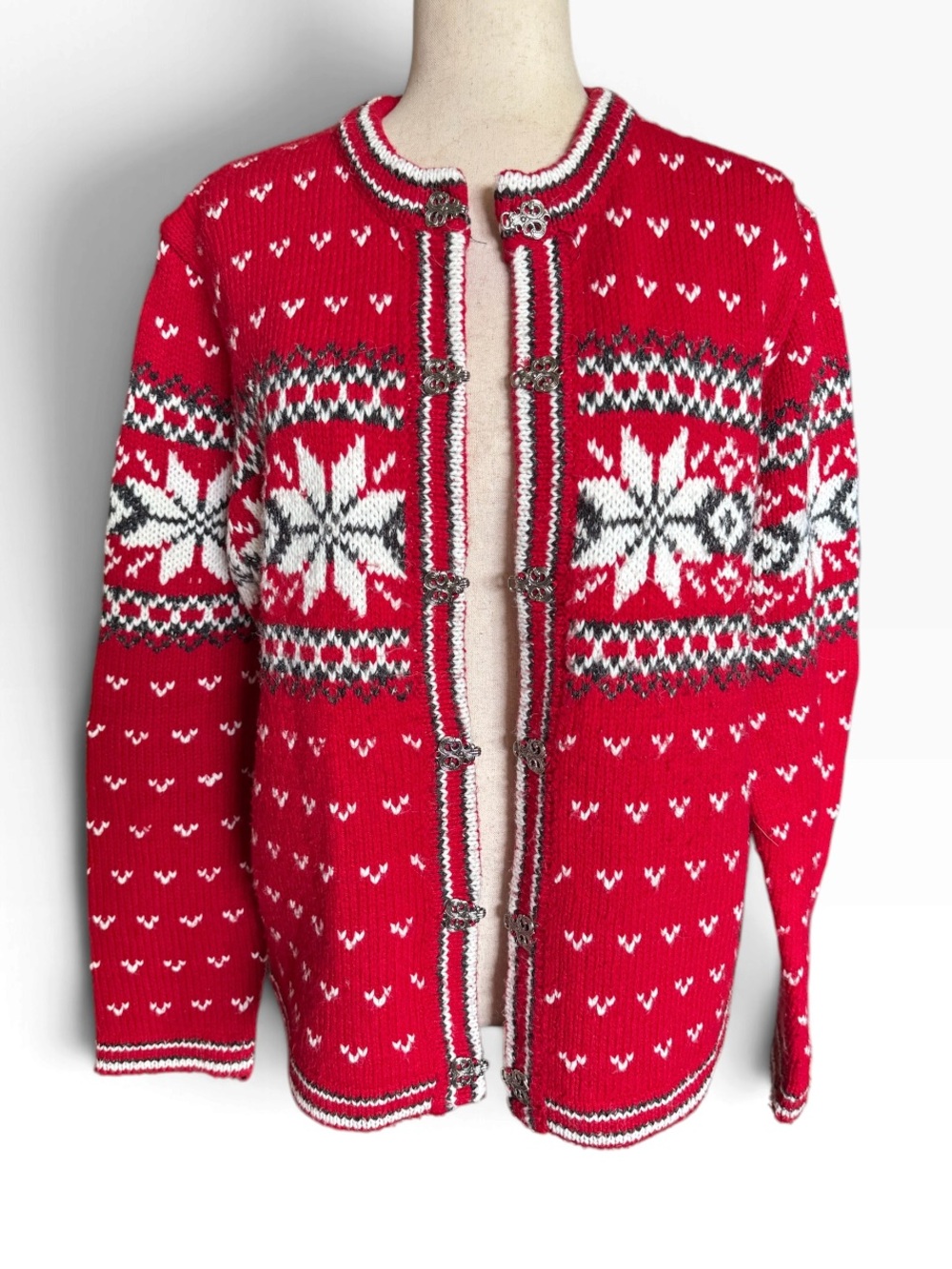 croft & barrow Red Nordic Snowflake Cardigan